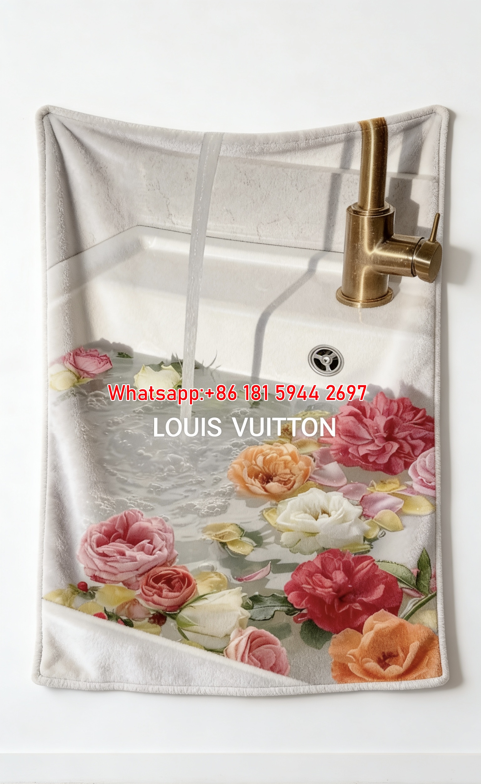 Floral LV Sink Scene Flannel Throw Blanket 339